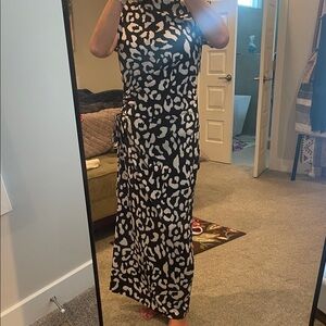 SHEIN Black and White Animal Print Maxi Dress